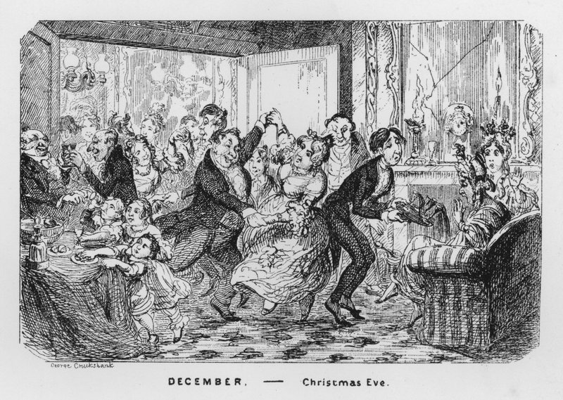 December, Kerstavond (gravure) door George Cruikshank