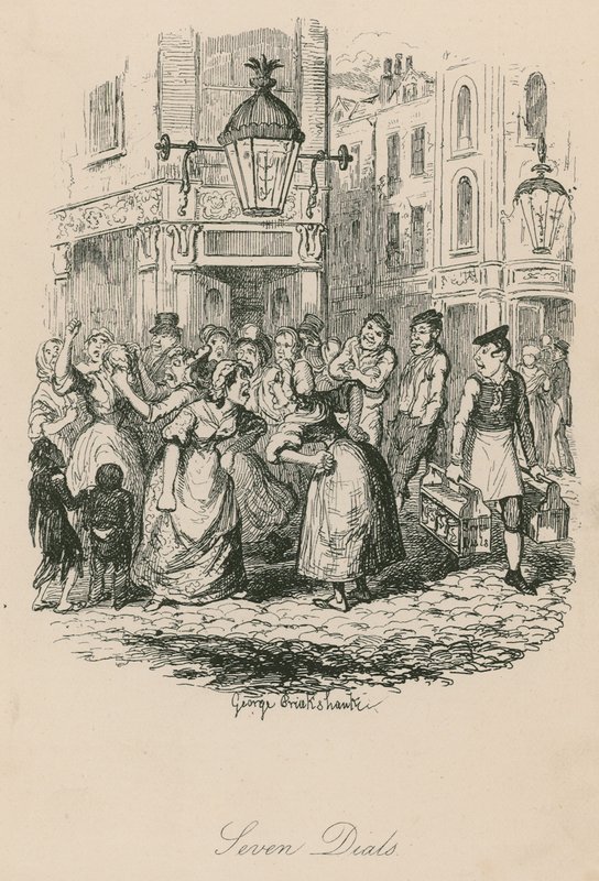 Seven Dials, Londen door George Cruikshank