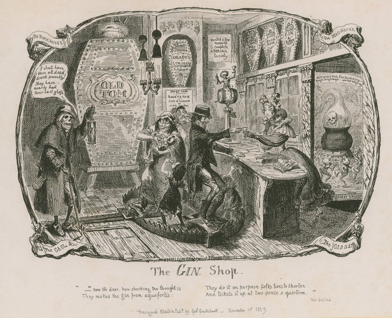 De Gin Winkel door George Cruikshank