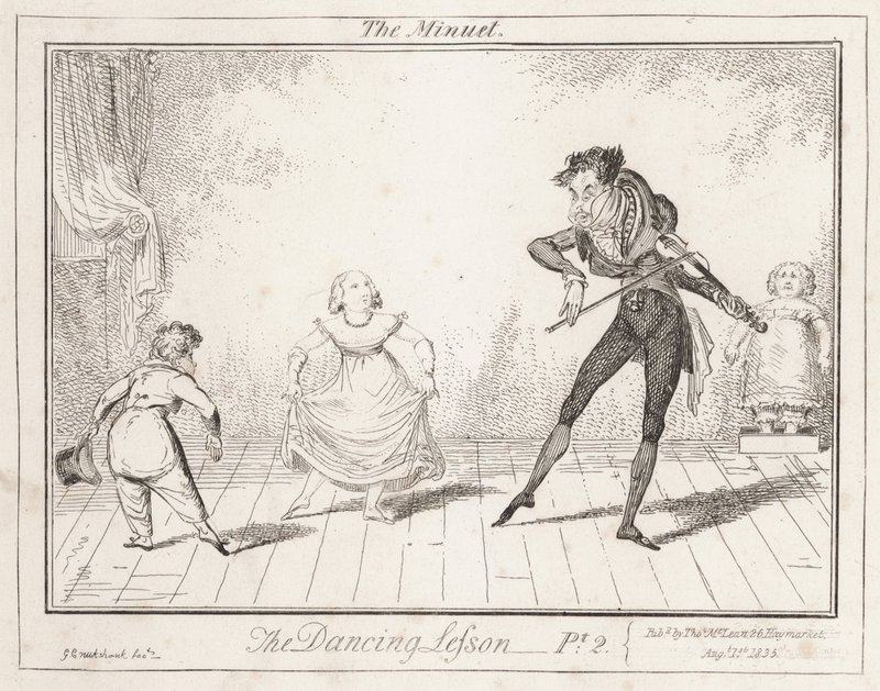 De dansles: De minuet door George Cruikshank