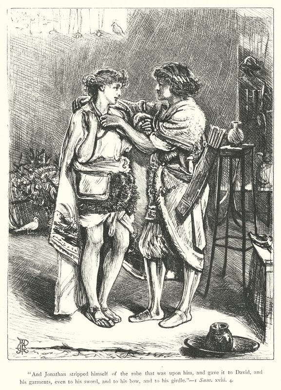 David en Jonathan (gravure) door George John Pinwell
