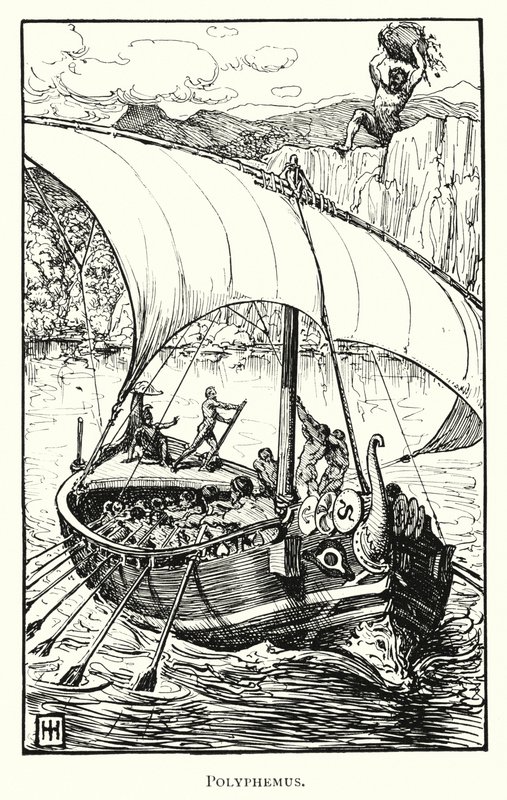 Odyssee: Polyphemus door George Percy Jacomb Hood