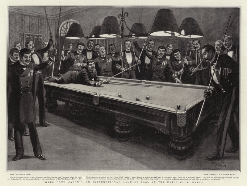 Goed gedaan, Japan!, een internationaal poolspel in de Union Club, Malta door Georges Redon