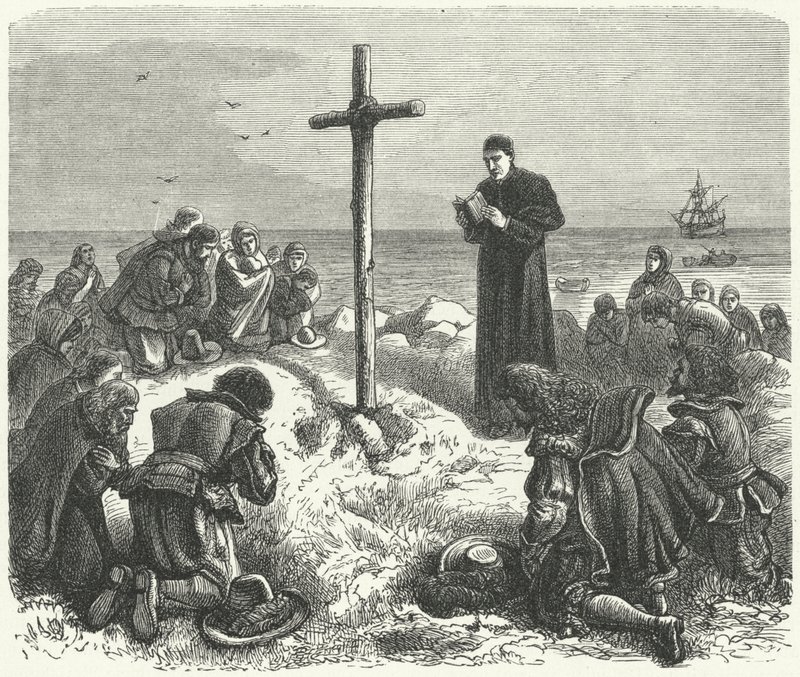 Landing van de Pilgrim Fathers in New England door German School