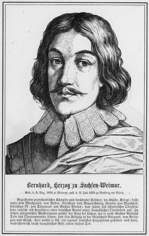 Bernhard, Hertog van Saksen-Weimar (gravure) door German School