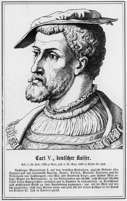 Karel V, Duitse Keizer (gravure) door German School
