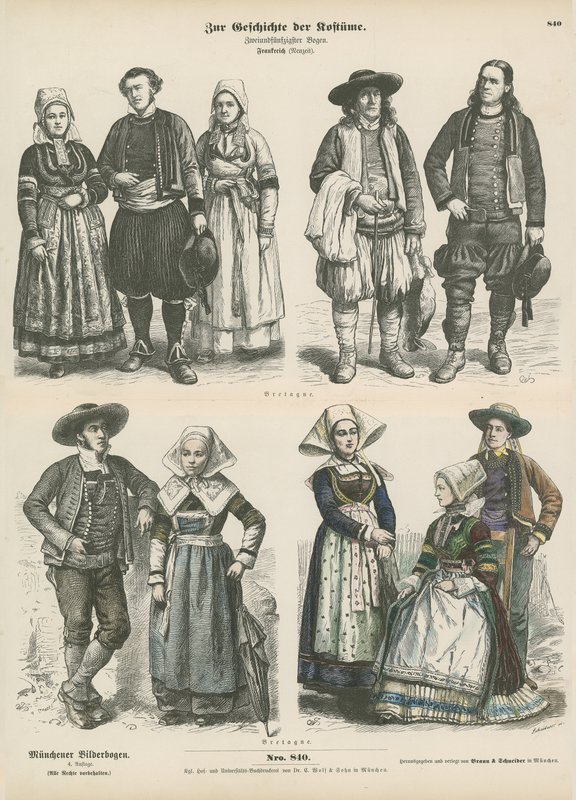 Kostuums van Bretagne, eind 19e eeuw door German School