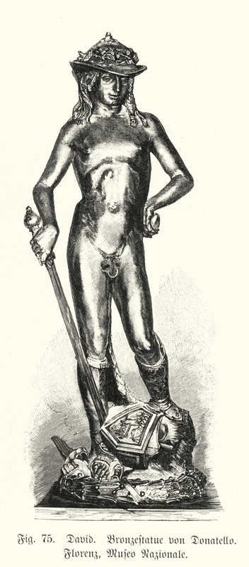 David, bronzen standbeeld door Donatello door German School