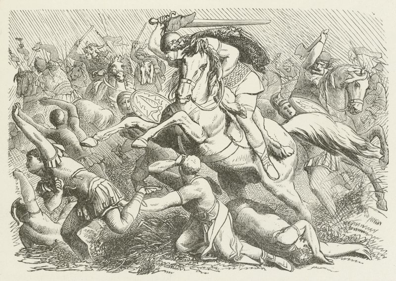 Eerste dag van de slag met Arminius door German School