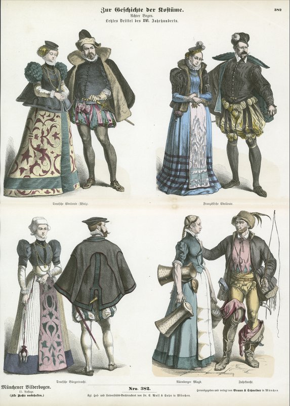 Franse en Duitse kostuums, late 16e eeuw door German School