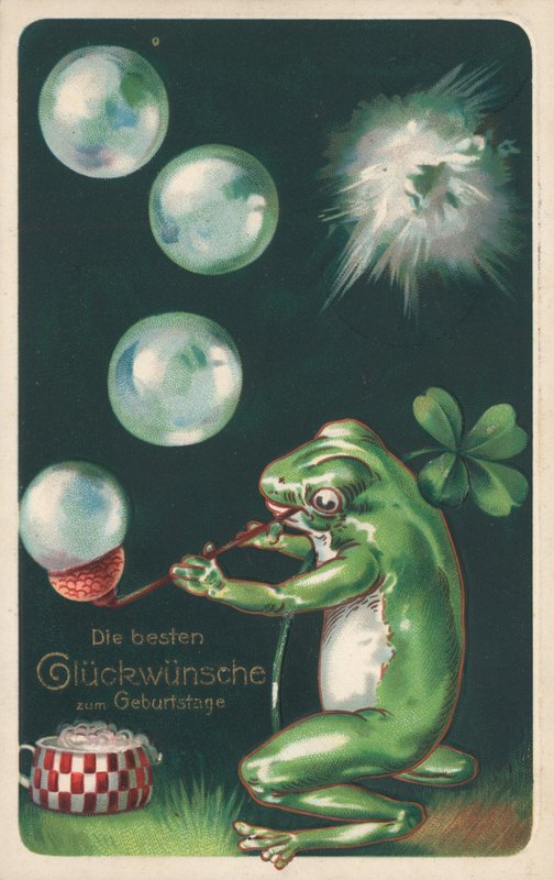 Duitse verjaardagskaart (kleur litho) door German School