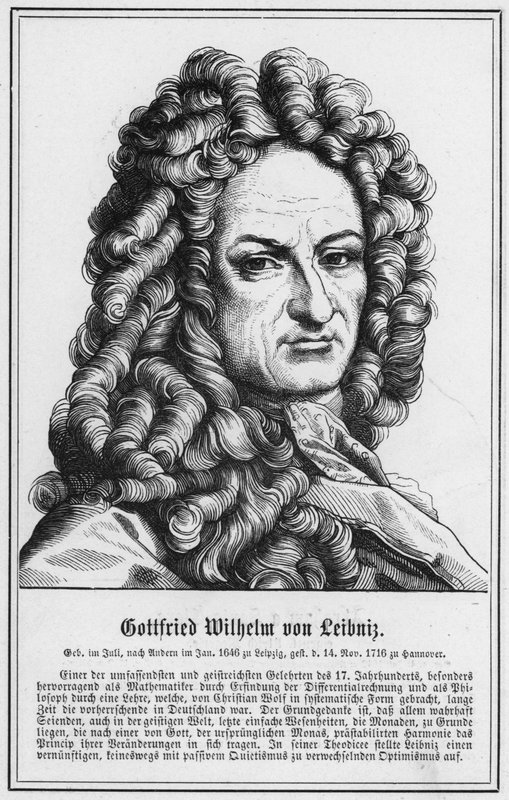 Gottfried Wilhelm von Leibniz (gravure) door German School