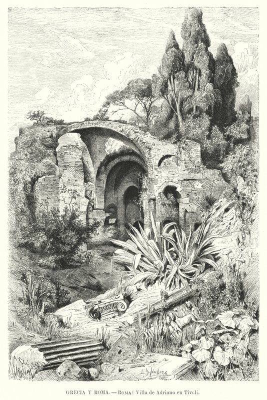 Villa van Hadrianus, Tivoli, Italië door German School