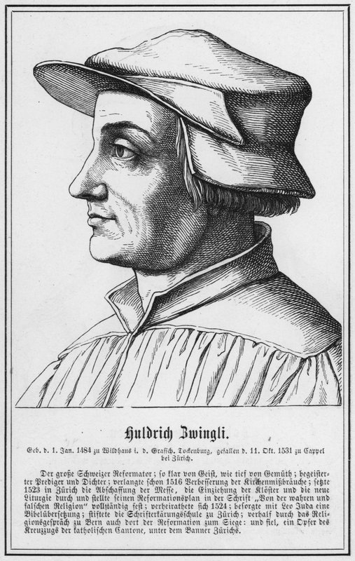 Huldrich Zwingli (gravure) door German School