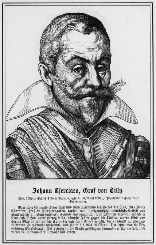 Johann Tserclaes, Graaf van Tilly (gravure) door German School