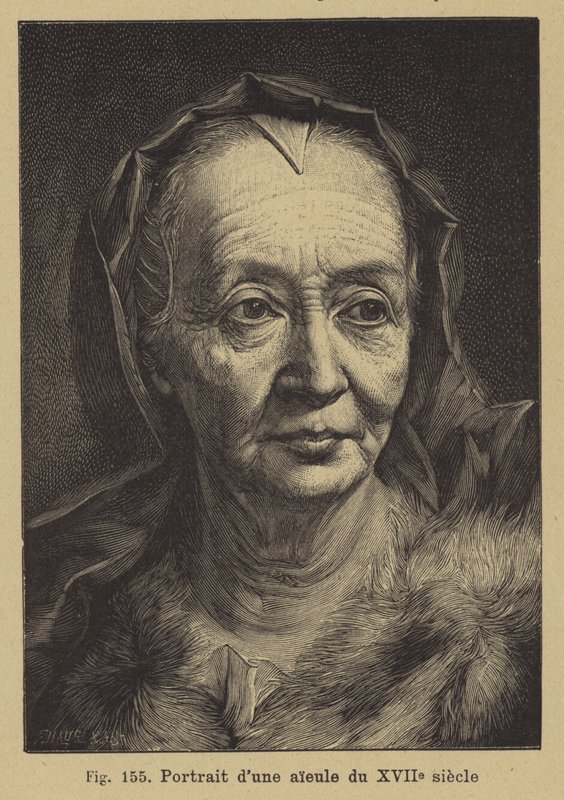 Portret van een grootmoeder uit de 17e eeuw door German School