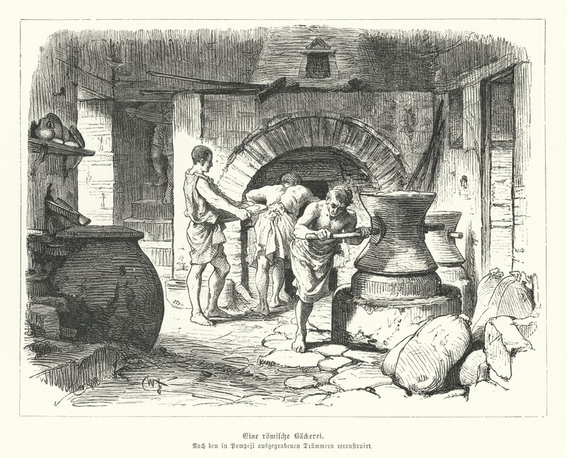 Romeinse bakkerij (gravure) door German School