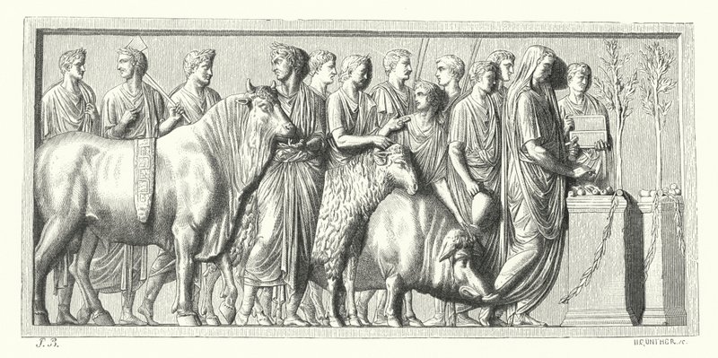 Romeinse processie met offerdieren door German School