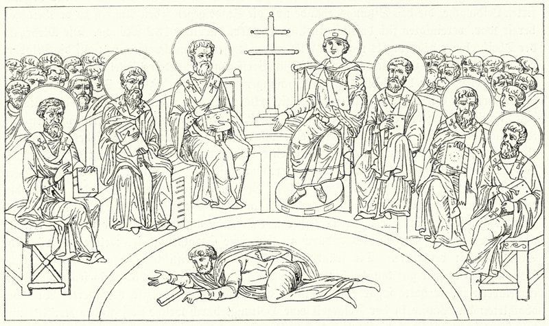 Tweede Concilie van Nicea, 787 (gravure) door German School