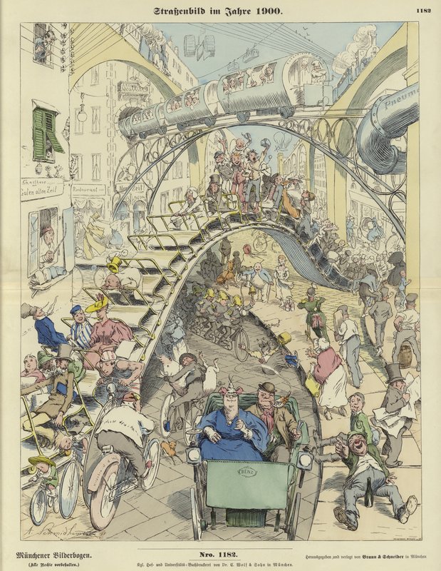 Straatscène in het Jaar 1900 door German School