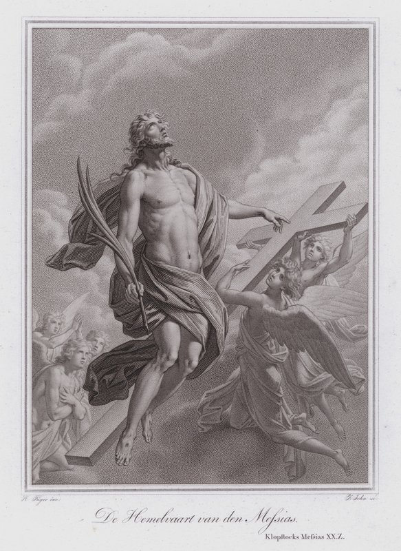 De Hemelvaart van Christus (gravure) door German School