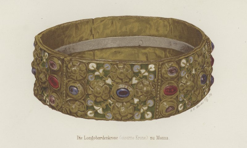 De ijzeren kroon van Lombardije (kleur litho) door German School
