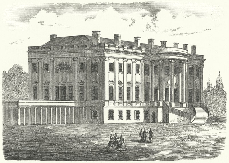 Het Witte Huis, Washington DC (gravure) door German School