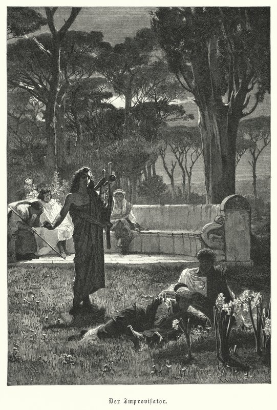 De improvisator (gravure) door German School