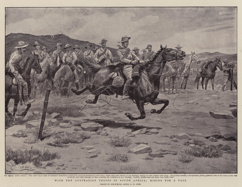 Met de Australische troepen in Zuid-Afrika, rijden voor een val door Godfrey Douglas Giles