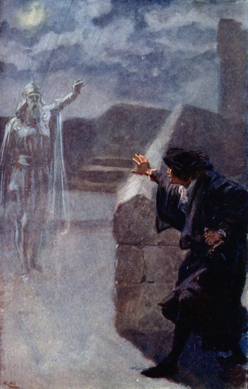 Hamlet ziet de geest van zijn vader door Gordon Frederick Browne