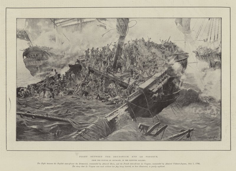 Gevecht tussen de Brunswick en Le Vengeur door Gustave Bourgain