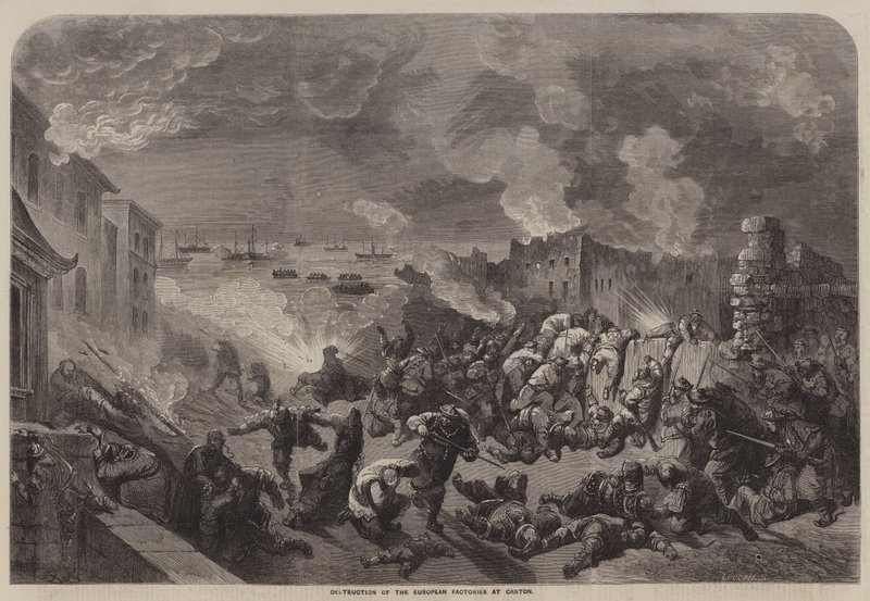 Vernietiging van de Europese Fabrieken in Canton door Gustave Dore