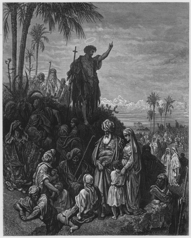 Johannes de Doper predikend in de woestijn door Gustave Dore