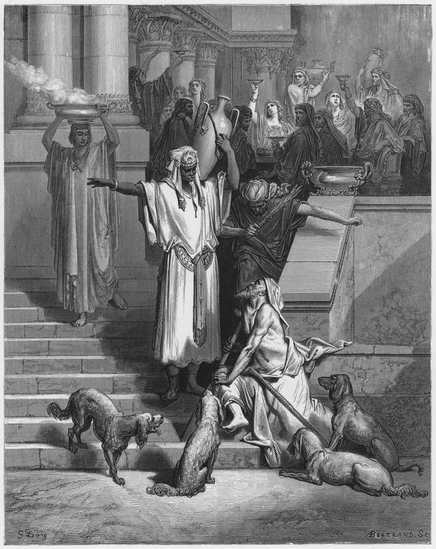 Lazarus bij de deur van de rijke man door Gustave Dore