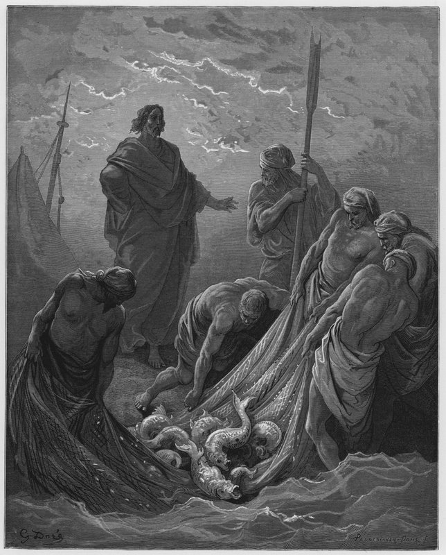 De wonderbaarlijke visvangst door Gustave Dore