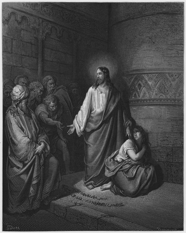 De vrouw betrapt op overspel door Gustave Dore