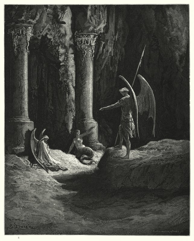 Illustratie van Gustave Doré voor Miltons Paradise Lost, Boek II, regels 648, 649 door Gustave Dore
