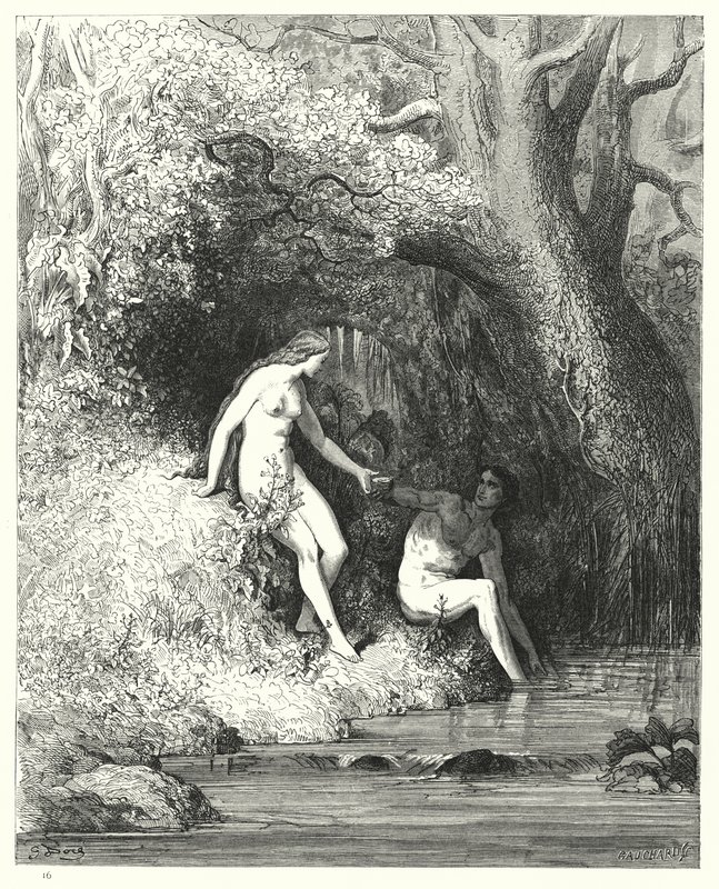 Illustratie van Gustave Doré voor Miltons Paradise Lost, Boek IV, regels 335, 336 door Gustave Dore