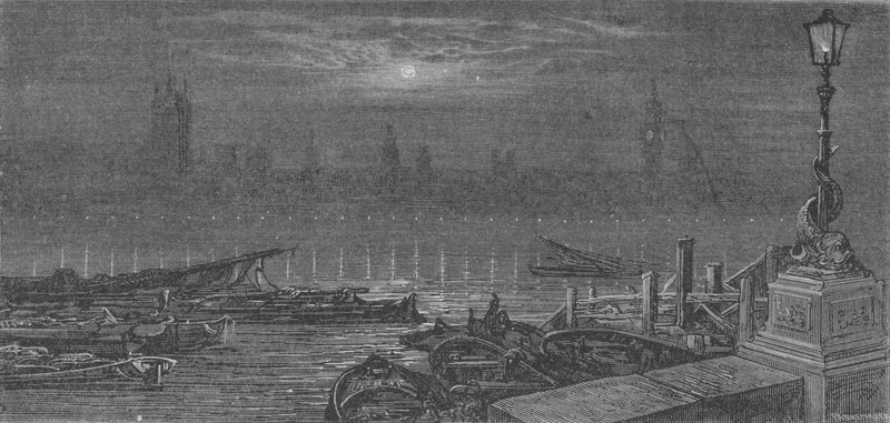 Le Soir Sur La Tamise, A Londres door Gustave after Dore