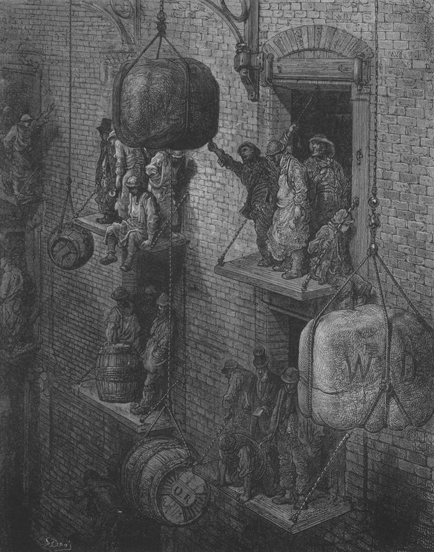 Handelshuis in de stad door Gustave after Dore