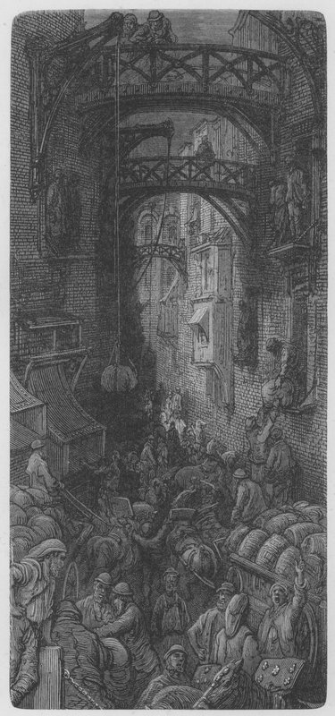 Een drukke straat door Gustave after Dore