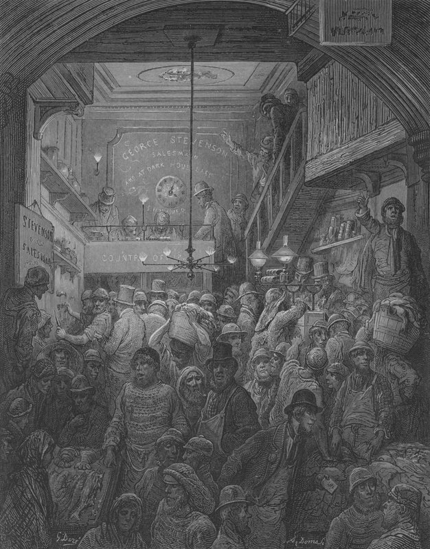 Visverkoop op de Veiling door Gustave after Dore