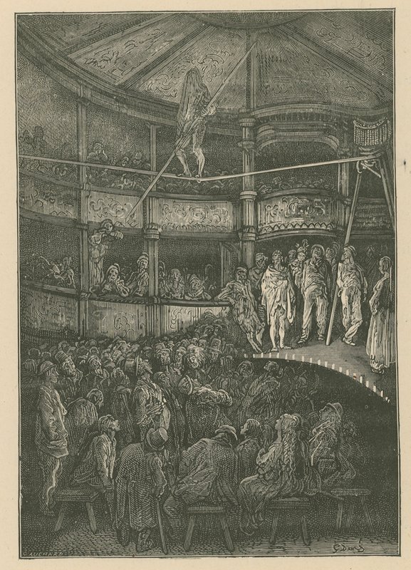 Blondin in Shoreditch, Londen door Gustave Dore
