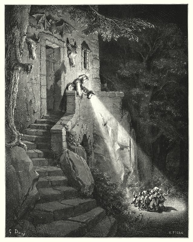 Le Petit Poucet; Klein Duimpje (gravure) door Gustave Dore