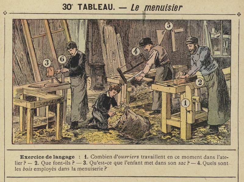 De timmerman (kleur litho) door Gustave Fraipont
