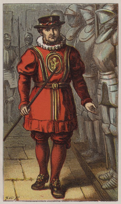 Beefeater (kleur litho) door H.W. (after) Petherick
