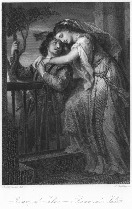 Balkonscène uit Romeo en Julia door H. Hofmann