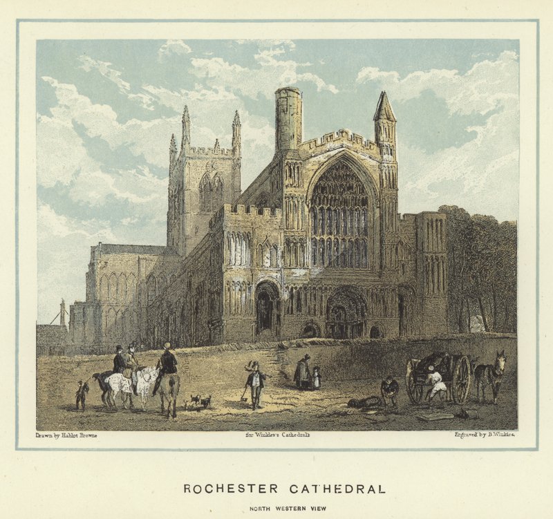 Rochester Cathedral, noordwestelijk uitzicht door Hablot Knight Browne