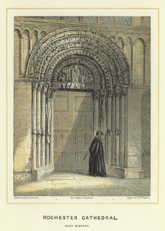 Rochester Cathedral, westelijke deur door Hablot Knight Browne