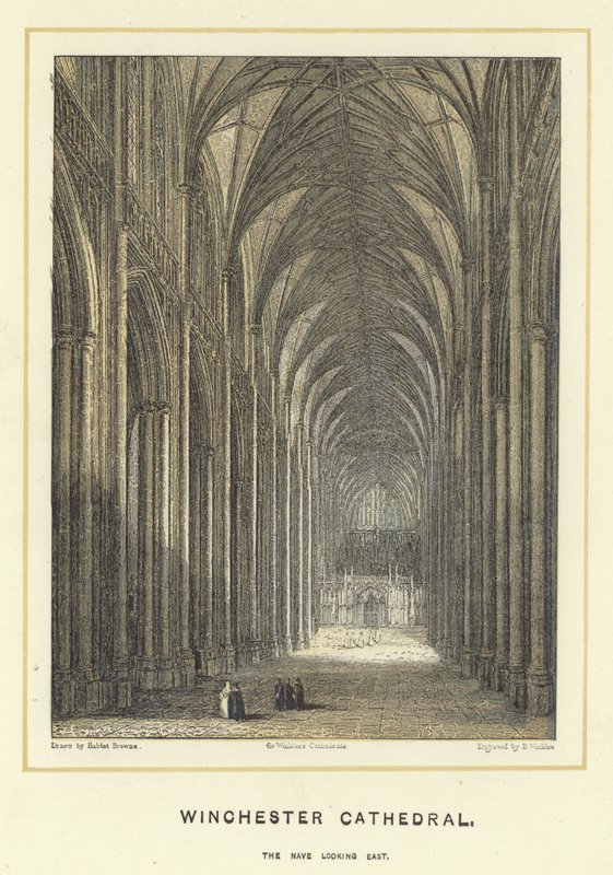 Winchester Kathedraal, het schip kijkend naar het oosten door Hablot Knight Browne